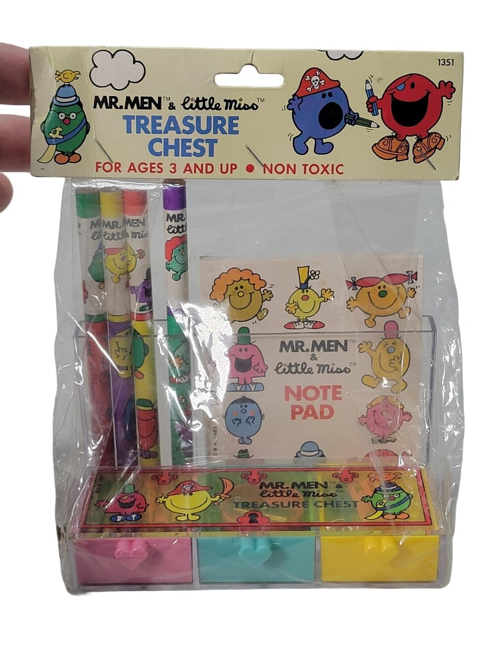 Vintage Mr. Men & Little Miss Treasure Chest Stationery Set Not Pad Pencils 1983